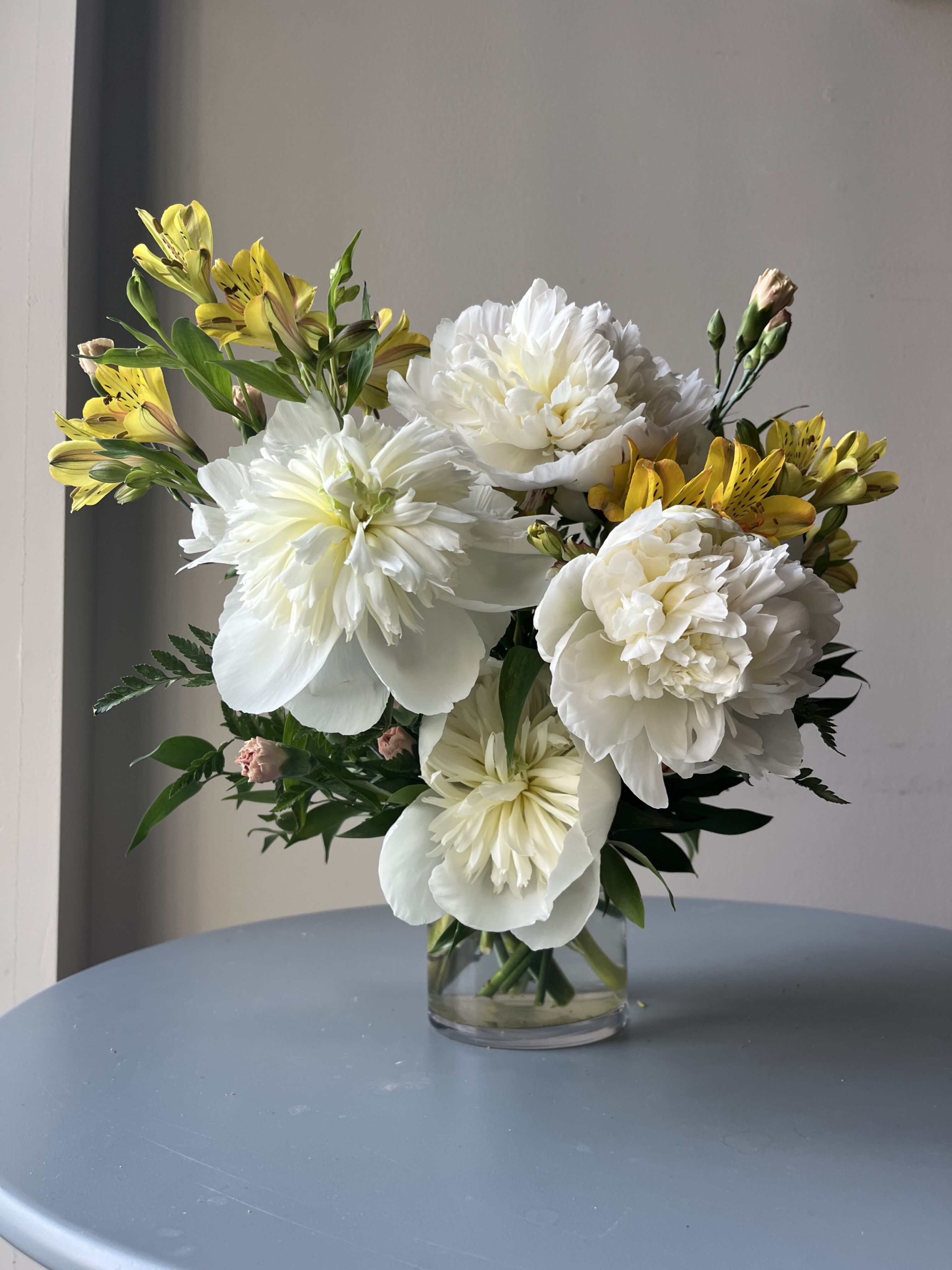 Spring floral arrangement with vibrant seasonal blooms